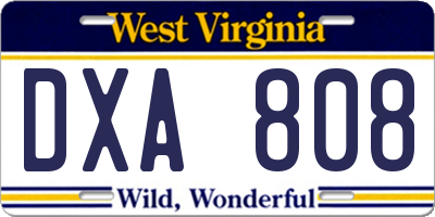 WV license plate DXA808