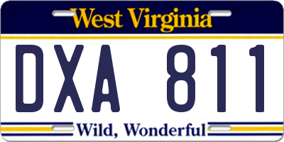 WV license plate DXA811