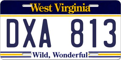 WV license plate DXA813