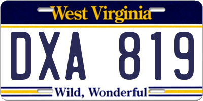 WV license plate DXA819