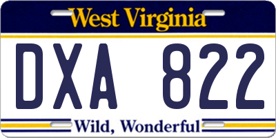 WV license plate DXA822
