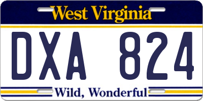 WV license plate DXA824