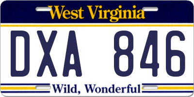 WV license plate DXA846