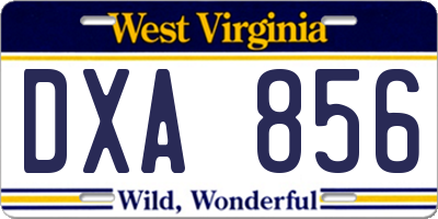 WV license plate DXA856