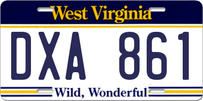 WV license plate DXA861