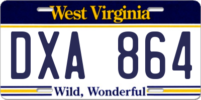 WV license plate DXA864