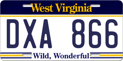 WV license plate DXA866