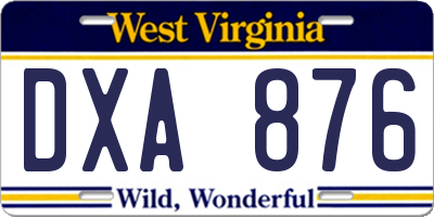 WV license plate DXA876