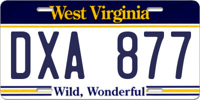 WV license plate DXA877