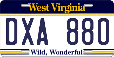 WV license plate DXA880
