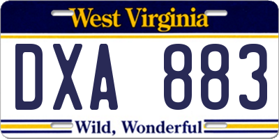 WV license plate DXA883
