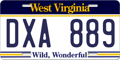 WV license plate DXA889