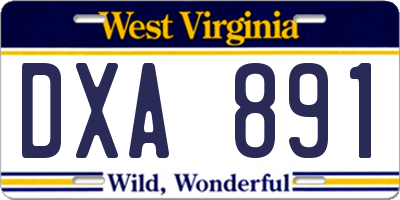 WV license plate DXA891