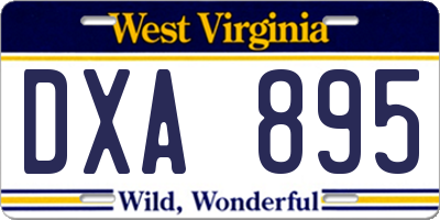 WV license plate DXA895