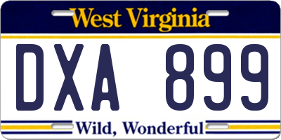 WV license plate DXA899