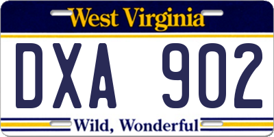 WV license plate DXA902