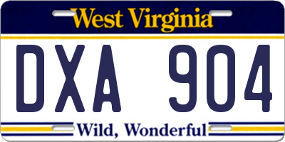 WV license plate DXA904