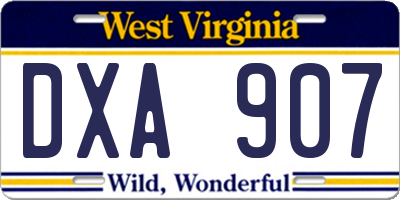 WV license plate DXA907