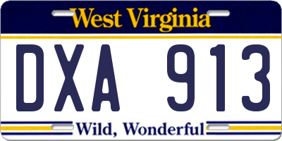WV license plate DXA913