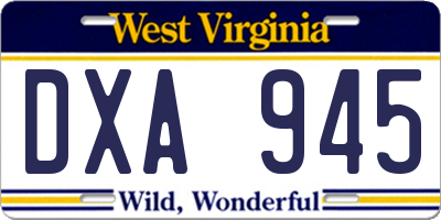 WV license plate DXA945