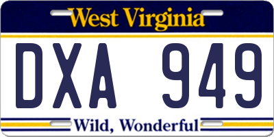 WV license plate DXA949