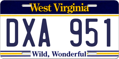 WV license plate DXA951