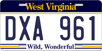 WV license plate DXA961