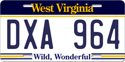 WV license plate DXA964