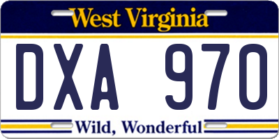 WV license plate DXA970