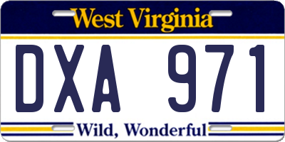 WV license plate DXA971