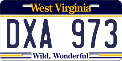 WV license plate DXA973