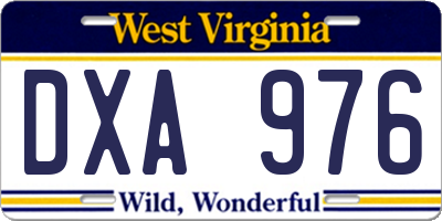 WV license plate DXA976