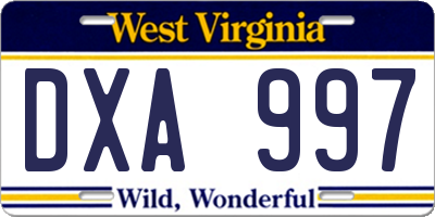 WV license plate DXA997