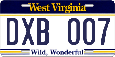WV license plate DXB007