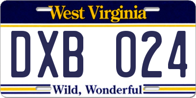 WV license plate DXB024