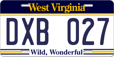 WV license plate DXB027