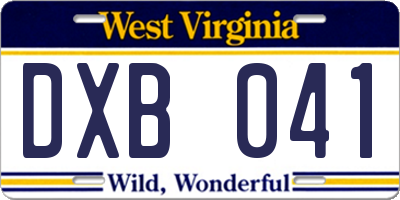 WV license plate DXB041