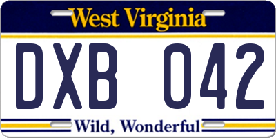 WV license plate DXB042