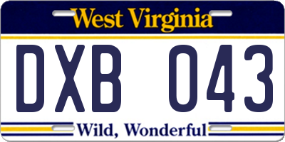 WV license plate DXB043