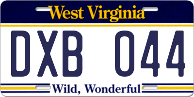 WV license plate DXB044