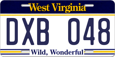 WV license plate DXB048
