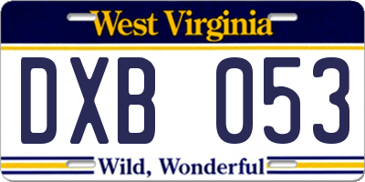 WV license plate DXB053