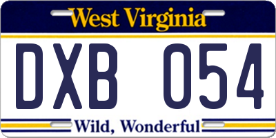 WV license plate DXB054