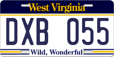 WV license plate DXB055