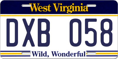 WV license plate DXB058