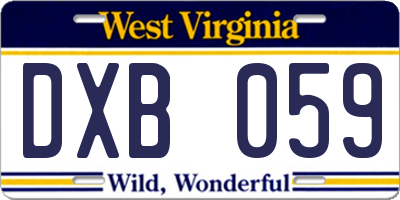 WV license plate DXB059