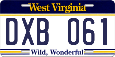 WV license plate DXB061