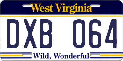 WV license plate DXB064