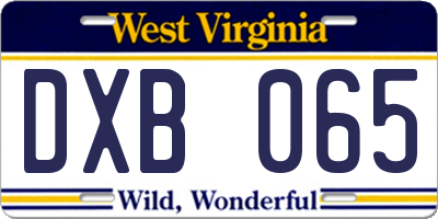 WV license plate DXB065