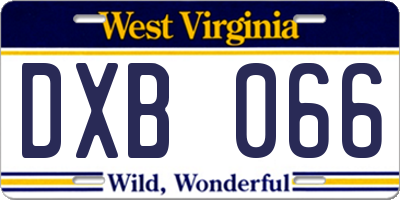 WV license plate DXB066